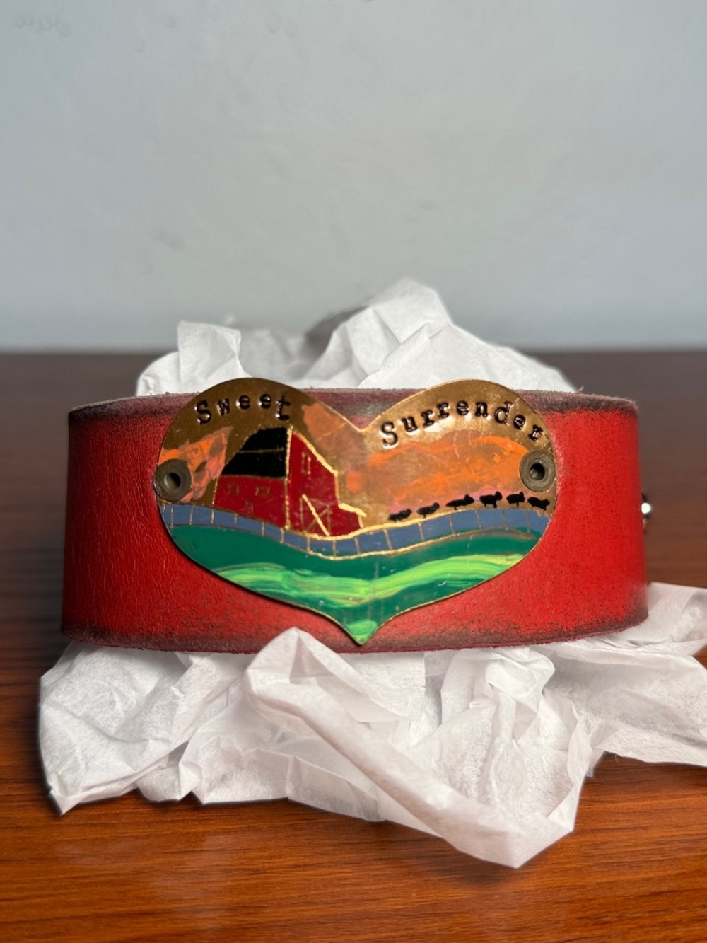 BRAND NEW Authentic Farmgirl Paints Leather Cuff – "Sweet Surrender"